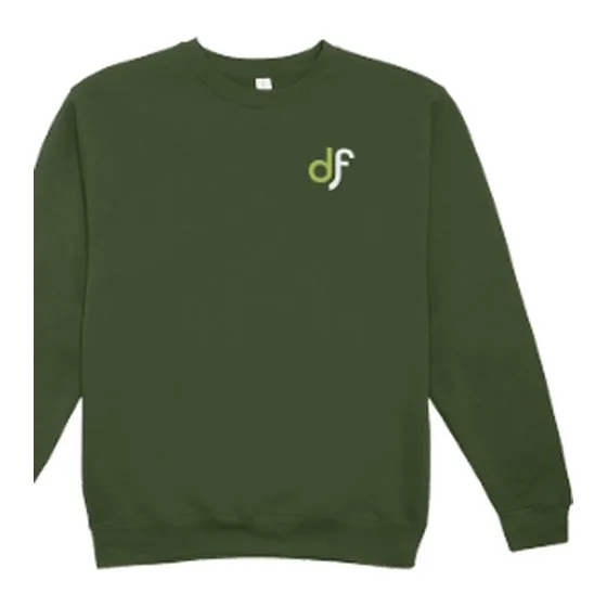 Olive DFree crewneck with the df monogram embroidered at the chest.